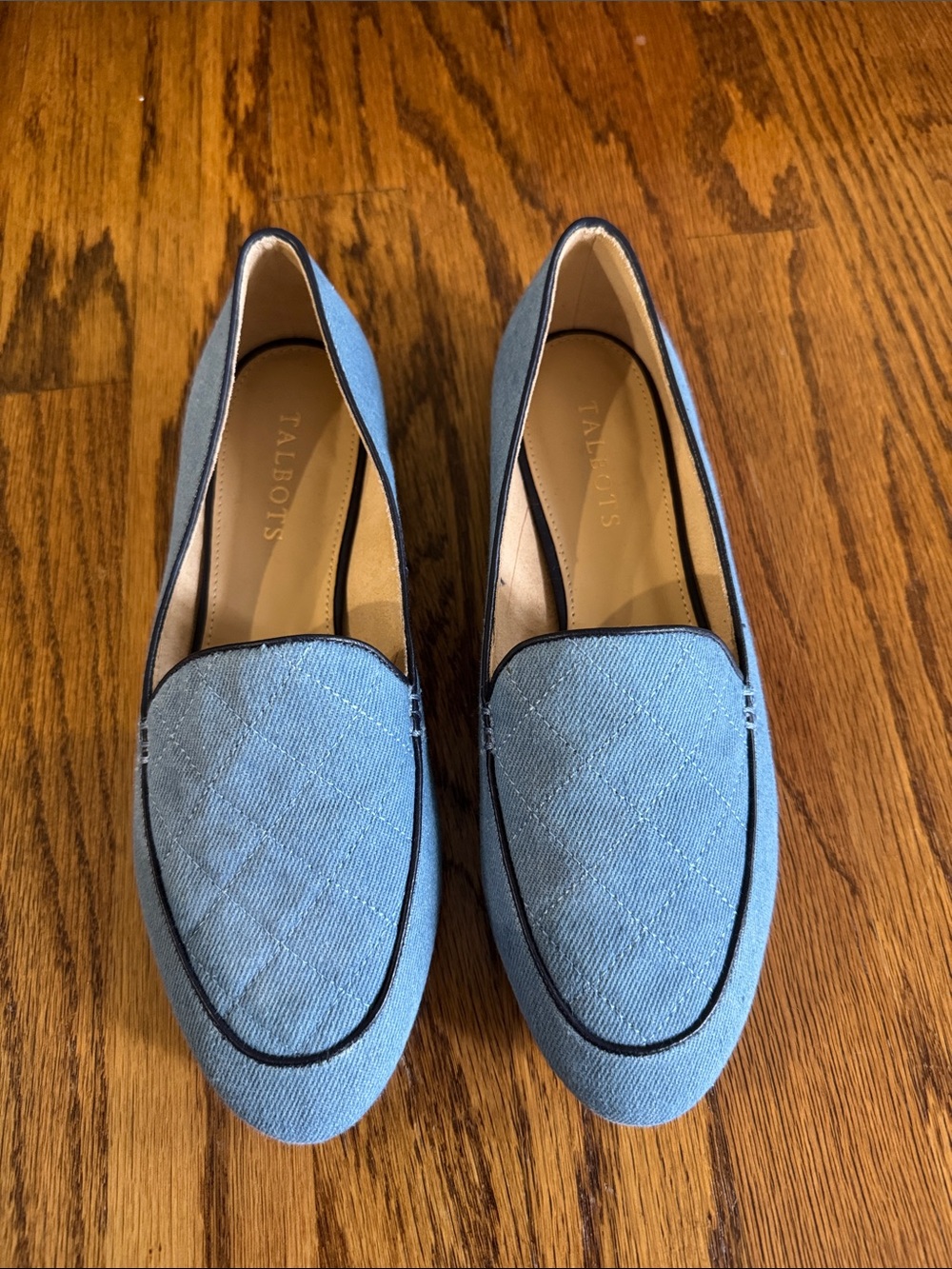 Talbots Light Blue Quilted Slip-On Loafers
